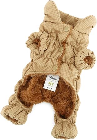 Зимовий теплий костюм-комбінезон для собак, тепла підкладка фліс, водонепроникний, для маленьких порід (йоркширський тер'єр, чихуахуа), зелений (L, хакі)