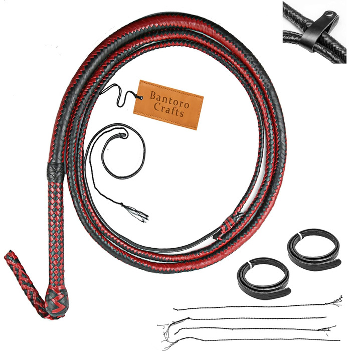 Плетена батіг з натуральної шкіри кенгуру, 1,2-7,3 м, 16 плетінь, для професійного використання