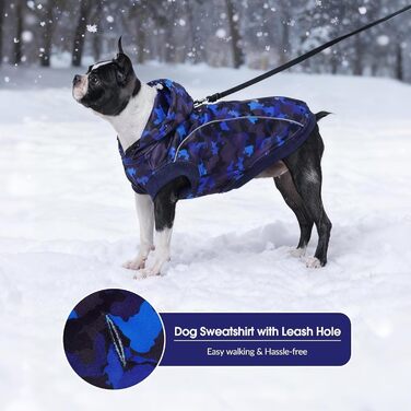 Теплий зимовий пуловер для собак IECOii з отвором для повідка та світловідбиваючими смугами (M-4XL, Синій)