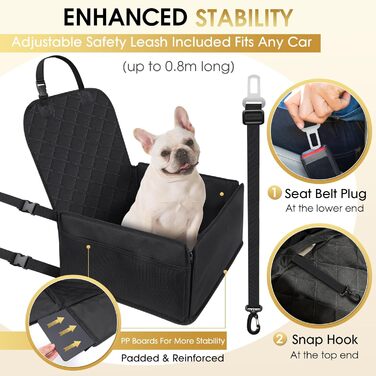 Автомобільний лежак для собак Mozvvco - стабільний, водонепроникний, для заднього та переднього сидіння, чорний