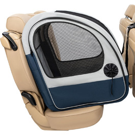 Складана транспортна коробка PetSafe Happy Ride для собак, для заднього сидіння авто, з сітчастими дверцятами для вентиляції, синьо-сіра