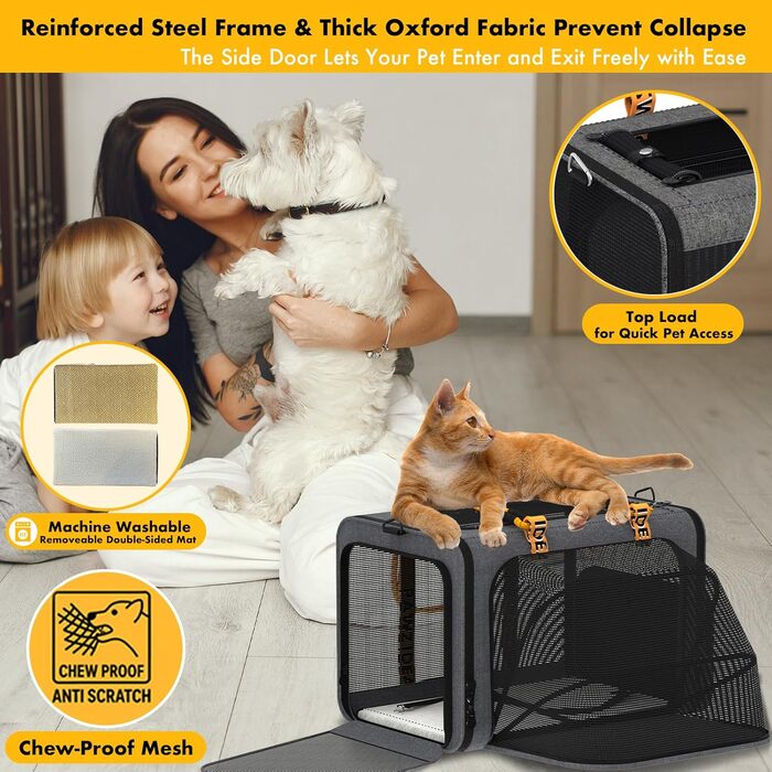 Транспортний бокс для тварин PAWZIDEA, чорний (середній, сірий)