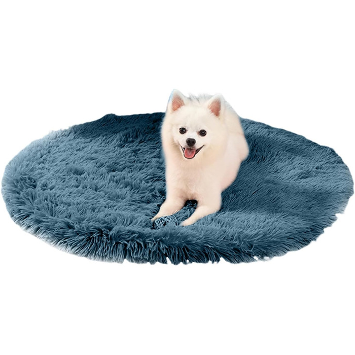 М'яке ліжко для собак PETCUTE з плюшу, 100x100 см, блакитне. Підходить для великих та середніх собак. Легко миється, з антиковзною основою.