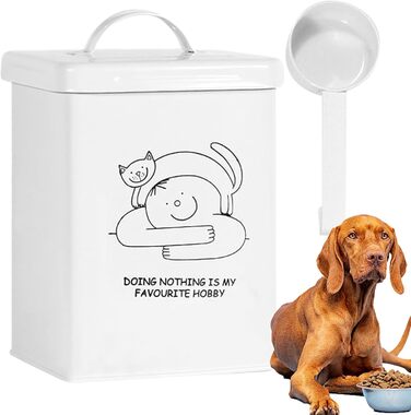 Контейнер для зберігання корму для тварин 5л з ложкою та кришкою | Декоративний контейнер для котячого корму, корм для собак, органайзер для сухого корму, ласощів, рису або борошна