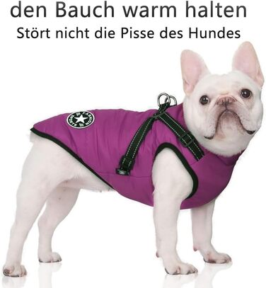 Водонепроникний теплий жилет для собак - теплий одяг для маленьких собак з D-порогом (фіолетовий, 2XL)