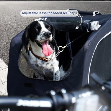 Фаркоп-причіп для собак Soges до 40 кг, складаний, з оксфордської тканини 600D, з вентильованою сіткою, 2 входи, з внутрішнім поводком, з світловідбивачами, чорний