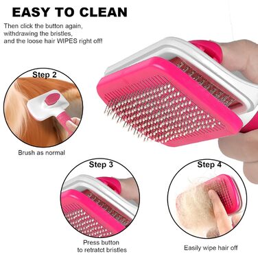 Щітка для грумінгу собак та котів, самоочисна, видаляє підшерсток, ковтуни та вилиняле волосся