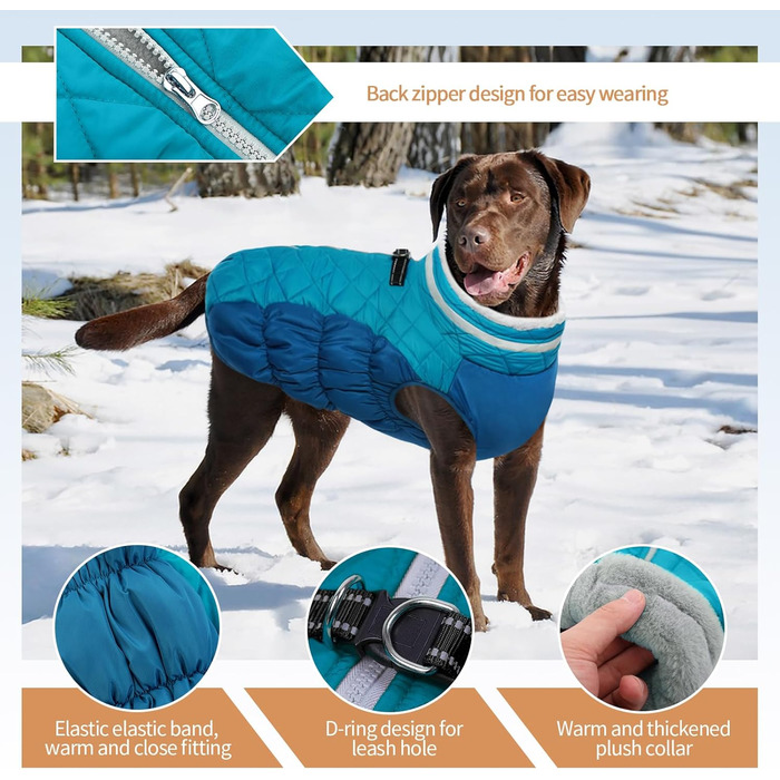 Теплий водонепроникний жилет для собак з інтегрованим шлейкою та світловідбиваючими елементами. Зелений, XL