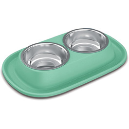 Миска для кота Patam Doppel з нержавіючої сталі з антиковзною підкладкою, італійського виробництва, Jerry Grün