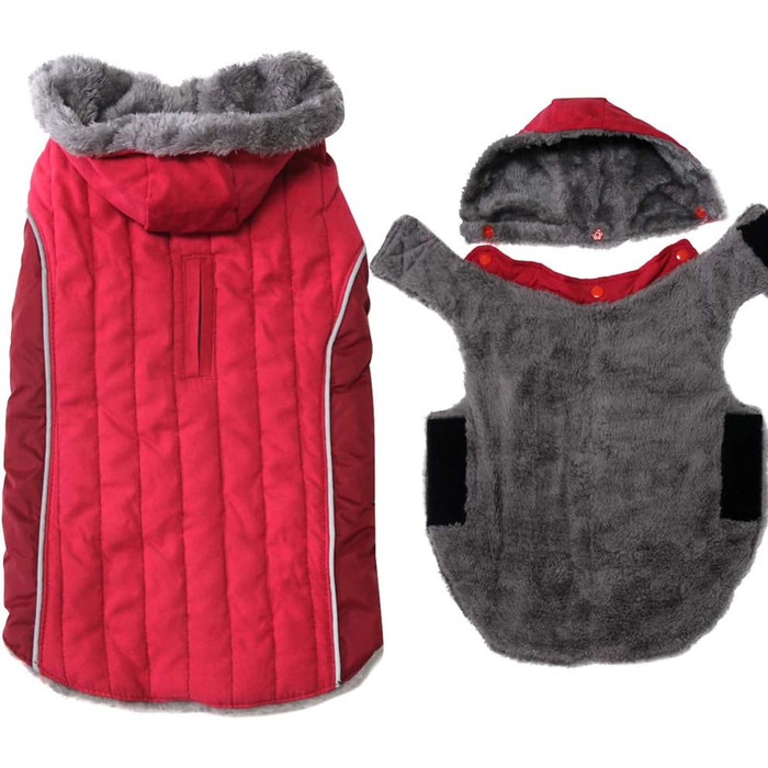 Теплий флісовий худі для собак середнього розміру, розмір L, червоний (1 шт.)