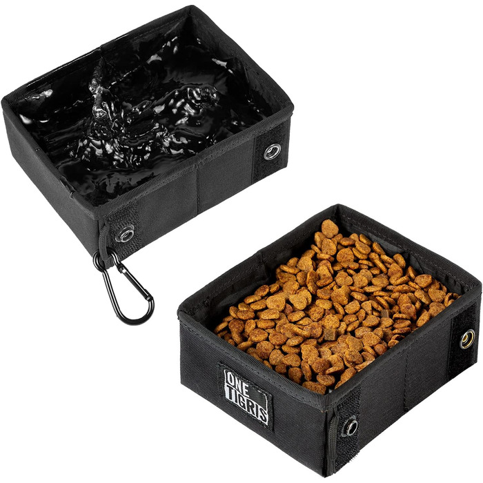 Складаний миска для собак OneTigri 0,9 л | Миска для подорожей, тренувань та активного відпочинку | Багаторазова упаковка