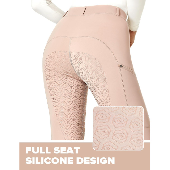 Легінси для їзди верхи FitT4 Reitlegging для жінок та дівчаток з силіконовими вставками, кишенею для телефону та петлями для ременя. Ідеально для верхової їзди та тренувань коней (Небесно-рожевий, S)