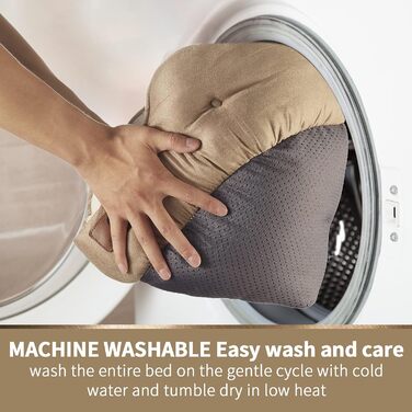 М'яке ліжко для собак та котів Asvin, 51 см, коричневе. Машинне прання, нековзна водонепроникна підкладка.