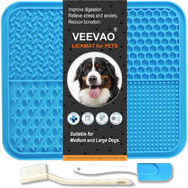 Килимок для собак великих порід VEEVAO XL, 30,5 x 25,4 см, силікон харчового класу, з присосками, для заспокоєння, блакитний