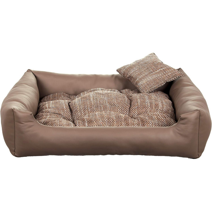 Gutekissen® Лежанка для собак з екошкіри, лежанка-софа, лежанка для собак, подушка для собак, штучна шкіра, місце для сну собаки - довговічні матеріали, висока якість, EKO (S - 65x55, Бежевий) S - 65x55 Бежевий