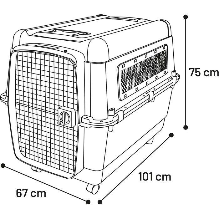 Клітка-переноска для собак Flamingo Lanta – темно-сіра, розмір L (56 × 80 × 59,5 см) | Безпечна, практична та комфортна переноска для вашого собаки