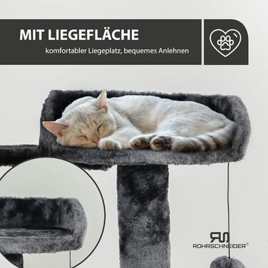 Котячий будиночок Rohrschneider Katzenbaum Travel XL з іграшкою та гамаком - стабільний котячий будиночок для великих котів (сірий)