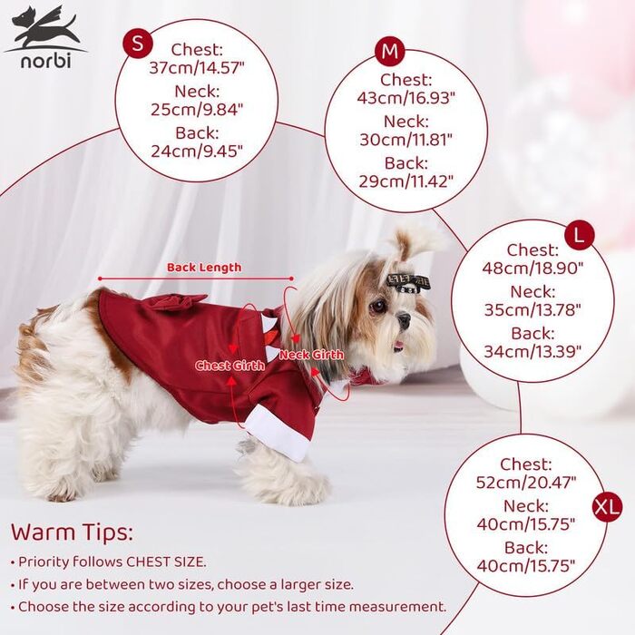 Костюм Smoking для собак Norbi, розмір M, червоний. Ідеальний для вечірок, свят та фотосесій. Комплект з краваткою.