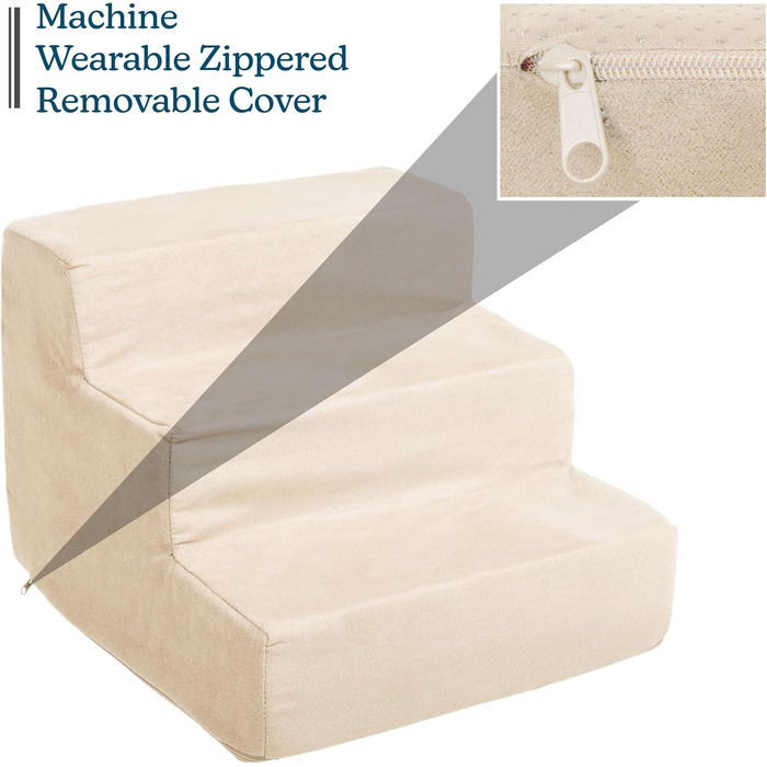 Сходинки для собак Petmaker: 4 сходинки для ліжка/дивану, антиковзка підставка, щільний пінополіуретан, знімна та пральна оббивка, для котів та собак (30 см, 3 сходинки)