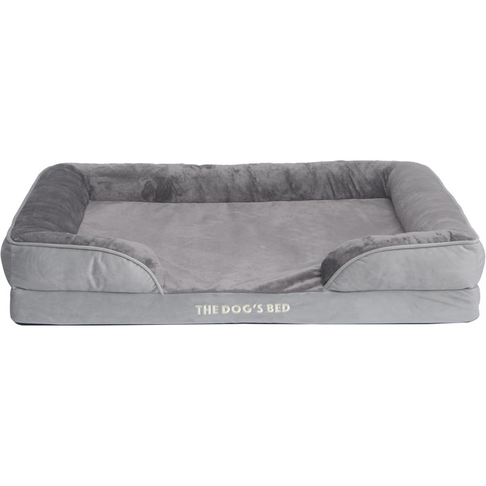 Ортопедичне лежанка для собак з ефектом пам'яті, велика, сріблясто-сіра, водонепроникна, знімні чохли (XL)