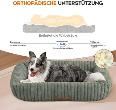 М'який лежак для собак, ортопедичний, великі породи, з підголовником, знімний, для собак XL, сірий (109x76x20 см)