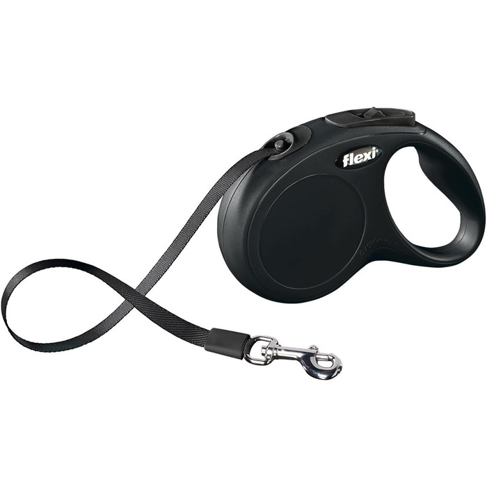 Рулетка для собак Flexi New Classic M, стрічка 5 м, чорна, до 25 кг