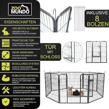 Вольєр для цуценят XXL 8-кутний, захисна огорожа, манеж Zoomundo