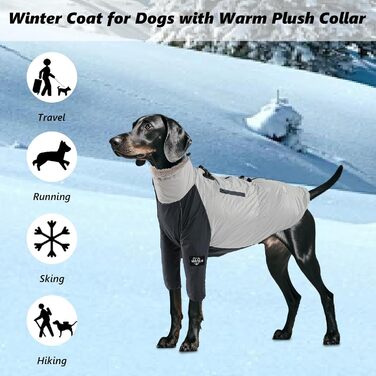 Водонепроникний зимовий одяг для собак, теплий, з підкладкою з кашеміру, з регульованою шнурівкою, кишенею, світловідбиваючими елементами, застібкою-пряжкою, сірий, розмір XXL