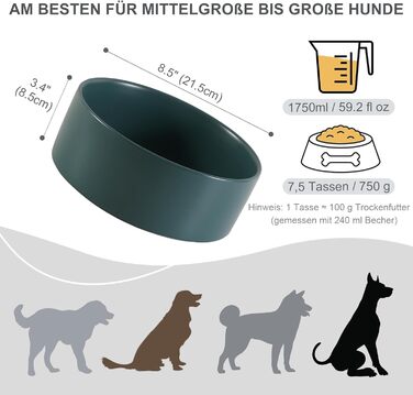 Керамічна миска для собак, годівниця для собак - миска для води для собак та котів, керамічна миска для корму та води, 15 см, білий колір