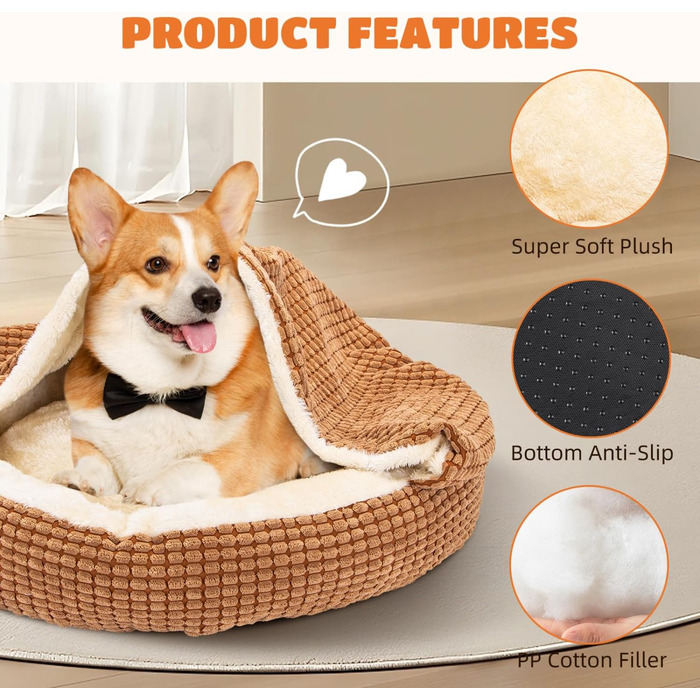 Квіткове ліжко для котів та маленьких собак Nobleza, кругле, миється, 65x58x16 см, коричневе