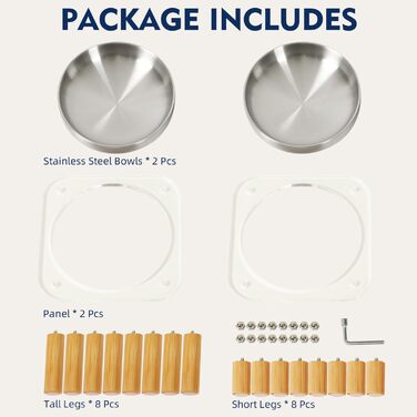 Підвищені миски для котів DoogCat – 2 шт. з акрилу, нержавіюча сталь, 14 см, для дому, зручне годування, для котів з чутливими вусами (сріблясті)