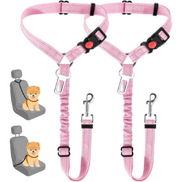 Автомобільний повідок для собак Lukovee: 2 шт., регульований, з еластичним шнуром та світловідбиваючими елементами для безпеки під час поїздок