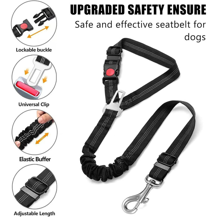 Автомобільний ремінь безпеки для собак DKDDSSS (2 шт.), кріплення для собак, захисний пасок для собак, автогурт для собак