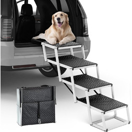 Сходинки для собак великих порід, 4 сходинки, алюмінієва рамка, для автомобіля, SUV, вантажівки, високого ліжка, дивану. Максимальне навантаження 68 кг, ширина 43,2 см, висота 63,5 см