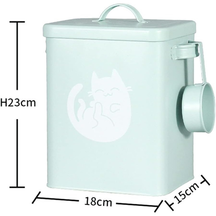 Металевий контейнер для корму для собак та котів з мірним стаканчиком, ложкою та іграшкою мишка, милий контейнер для зберігання корму (#3)