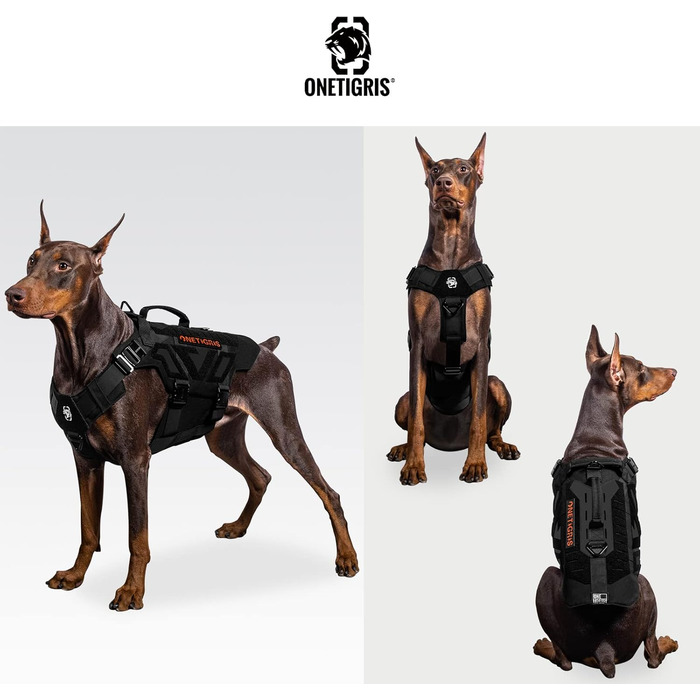 Тактична шлейка для собак OneTigris X Armor з металевою пряжкою і D-кільцем, лазерне різання, жилет із двома ручками для середніх і великих собак