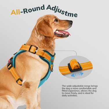 Шлейка для собак FAYOGOO з переднім кріпленням, не тягне, регульована, м'яка, з підкладкою, для малих, середніх та великих собак, синього кольору (S)