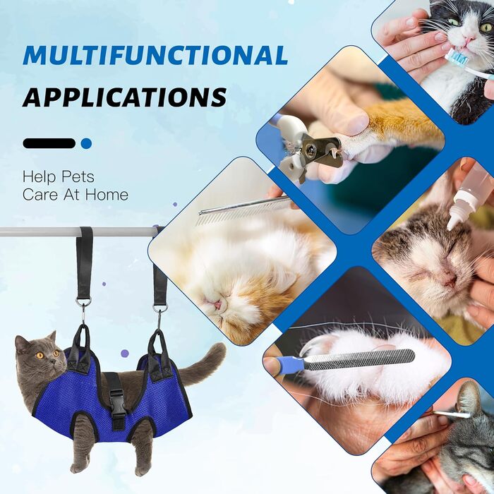 Гамак для грумінгу собак PatiencET, гамак для догляду за тваринами для котів та собак, тримач для стрижки нігтів, петля для котів для стрижки нігтів з кусачками/триммером для нігтів, пилка для нігтів, гребінець для тварин XS