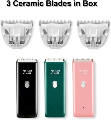 Професійна машинка для стрижки собак та котів, акумуляторна, бездротова, набір лез (3 шт.), стандарт