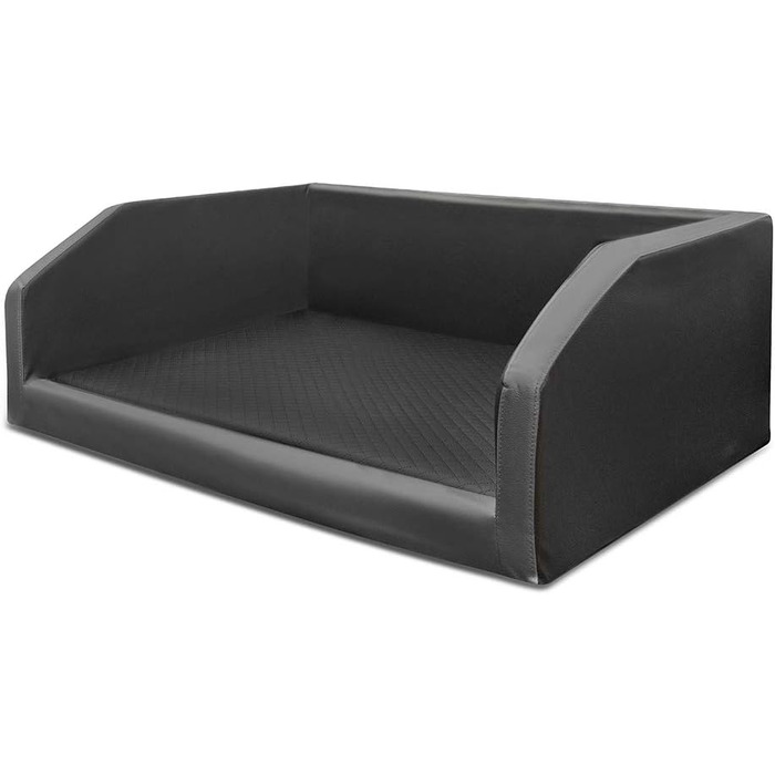 Ляжка для собак Mayaadi-Home XL Premium - 110 x 90 x 38 см | З захисною накидкою | Ляжка для автомобіля з штучної шкіри | Travel Duo (100x90x38cm, Чорний-Темно-сірий)