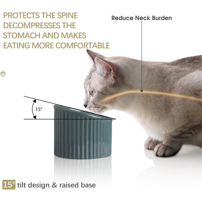 Підвищена керамічна годівниця для котів Sweejar, нахилена, 350 мл, бежева - для здоров'я спини