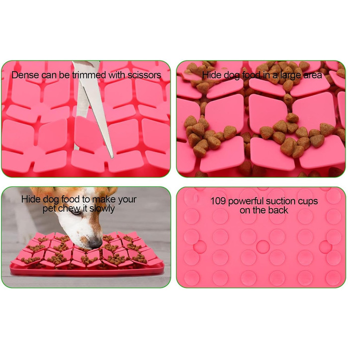 Килимок для котів та собак, силіконовий, повільне годування, проти нудьги, для корму та ласощів (Червоний)