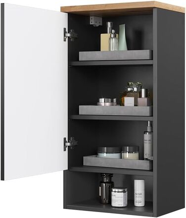 Шафа для ванної Vicco Eden, антрацит/дуб артісан, 40x77 см, меблі для ванної кімнати