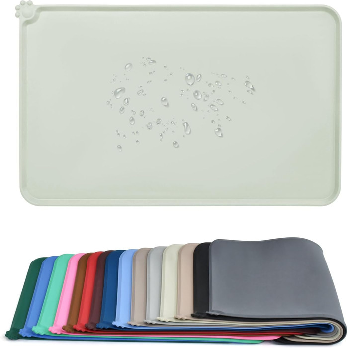 Силіконовий килимок для годування собак та котів AUDWUD, водонепроникний, антиковзний, 53x38 см, бежевий