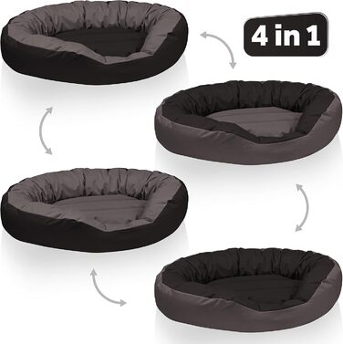 BedDog® Hundebett Sunny 4in1, велике собаче ліжко Rock-Flow, овальне/кругле, з Cordura, для дому та вулиці, XXXL, сіро-антрацит, 150 x 120 x 23 см