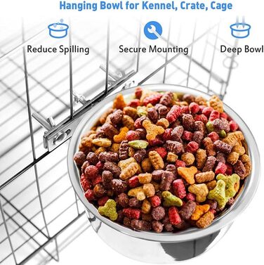 Набори годівниць для тварин Hniuyun: нержавіюча сталь, підвісні миски для собак, котів, птахів, кроликів, морських свинок (2 шт.)