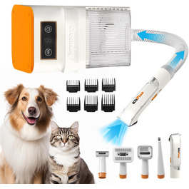 Набір для догляду за собаками Kitplus: 11 інструментів, потужність 12000 Па, LED-дисплей, об'єм контейнера 2 л