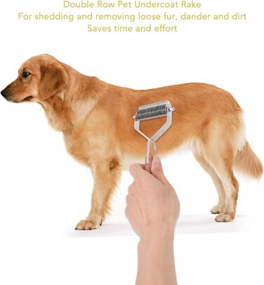 Гребінець для підшерстка собак та котів - для вичісування, видалення ковтунів, дворядний дерев'яний гребінець, щітка для грумінгу котів та цуценят