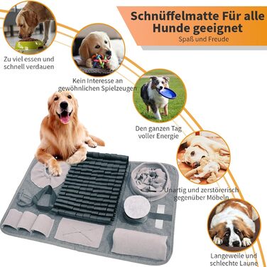 Килимок для собак SchnüFfelteppich, миючий, для тренувань та повільного годування, сірий (66 x 42 см)