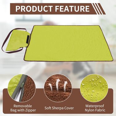 Водонепроникний килимок для тварин, 100 x 70 см, для кемпінгу, собак, котів, з сумкою. Підходить для відпочинку на природі та вдома